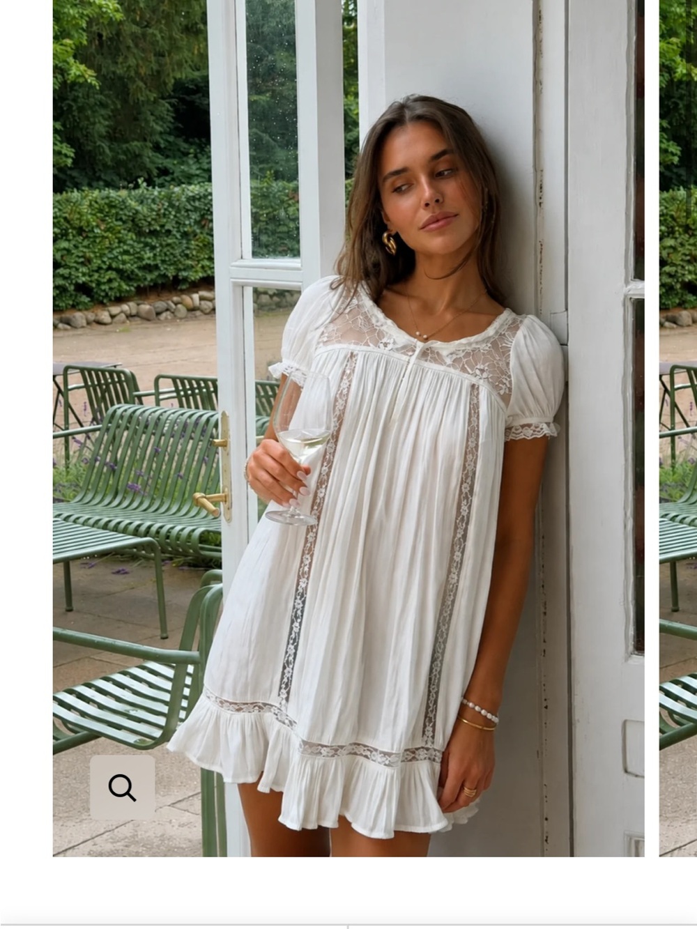Women's White Lace-Trim Babydoll Dress